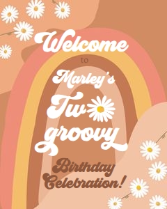Welcome Sign Birthday Two Groovy 0428 design preview