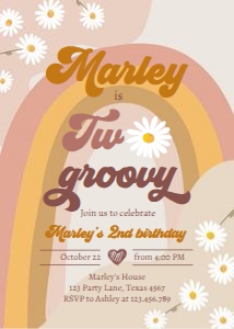 Invitation Birthday Two Groovy Light 0428 design preview