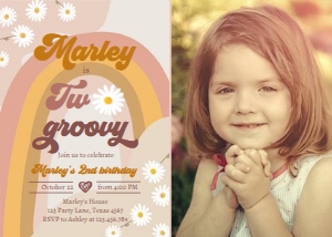 Invitation Birthday Two Groovy Light 0428 - Photo design preview