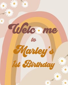 Welcome Sign Birthday Retro One Light 0428 design preview