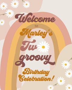 Welcome Sign Birthday Two Groovy Light 0428 design preview