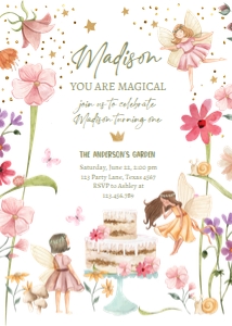 Invitation Birthday Fairy Forest One Cake 0406 design preview