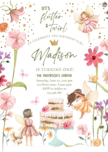 Invitation Birthday Fairy Forest Cake Green 0406 design preview
