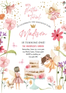 Invitation Birthday Fairy Forest Cake 0406 design preview