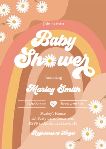 Invitation Baby Shower Retro Rainbow 0428 design preview