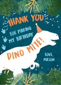 Thank You Card Dinosaur T-Rex Navy White 0378 design preview