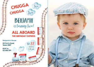Birthday Invitation Train Rails Two Two v3 0149 - Photo design preview
