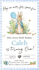 Invitation Birthday Peter Rabbit Blue v2 Electronic 0351 design preview
