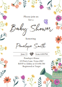 Invitation Baby Shower Wildflower V2 0396 design preview