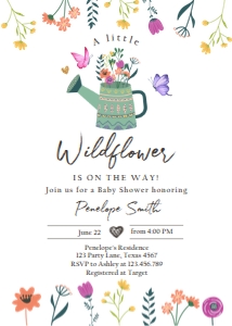 Invitation Baby Shower Wildflower Garden Butterflies 0396 design preview