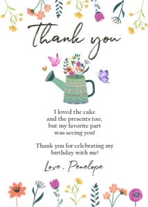 Thank You Card Wildflowers Garden Butterfly 0396 design preview