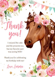 Thank You Card Horse Flowers v2 Vertical 0408 design preview