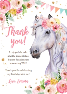 Thank You Card Horse White Flowers v2 Vertical 0408 design preview