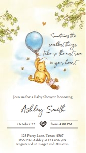 Invitation Baby Shower Winnie The Pooh Boy 0425 Phone design preview