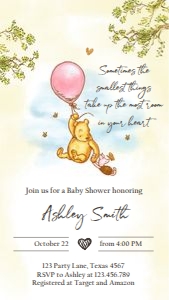 Invitation Baby Shower Winnie The Pooh Girl 0425 Phone design preview
