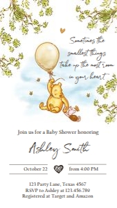 Invitation Baby Shower Winnie The Pooh V2 0425 Phone design preview