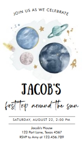 Invitation Space Planets Boy White Phone 0357 design preview