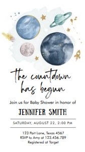 Baby Shower Invitation Space Planets Countdown Boy White Phone 0357 design preview
