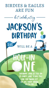 Invitation Golf Hole in One Blue White Phone 0405 design preview
