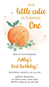 Birthday Invitation Little Cutie One 0430 Phone design preview