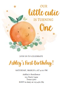 Birthday Invitation Little Cutie One 0430 design preview