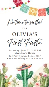 Birthday Invitation First Fiesta Cactus Watercolor 0404 Phone design preview