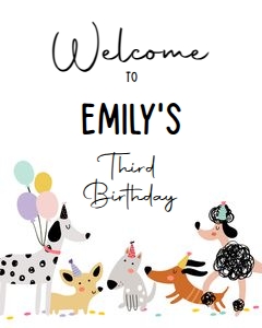 Welcome Sign Pawty Dogs Simple Girl 0430 design preview