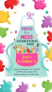 Birthday Invitation Art Party Apron Girl Bright Phone 0319 design preview