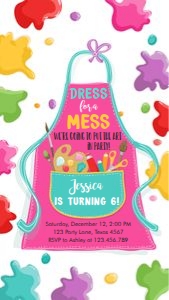 Birthday Invitation Art Party Apron Girl Bright Pink 2 0319 Phone design preview
