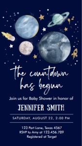 Baby Shower Invitation Space Planets Countdown Boy Dark Phone 0357 design preview