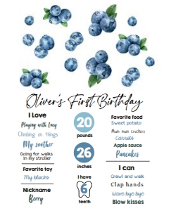 Milestone Sign Blueberry Watercolor 0399 design preview