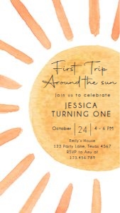 Birthday Invitation Sun Watercolor First Trip V2 0431 Phone design preview