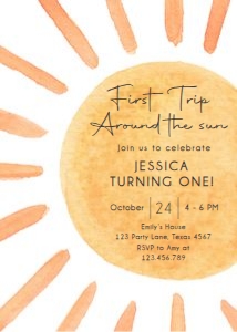 Birthday Invitation Sun Watercolor First Trip V2 0431 design preview