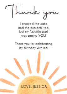 Birthday Thank you Card Sun Watercolor V2 0431 design preview