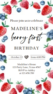 Birthday Invitation Strawberry Blueberry Round 0399 Phone design preview