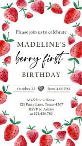 Birthday Invitation Strawberry Red Round 0399 Phone design preview