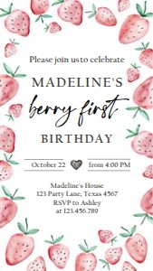 Birthday Invitation Strawberry Round 0399 Phone design preview