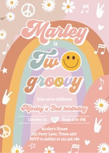 Invitation Birthday Two Groovy 0432 design preview