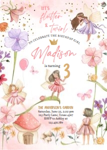 Invitation Birthday Fairy Forest Purple Pink 0406 design preview