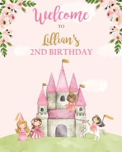 Welcome Sign Princess Birthday Pink 0171 design preview