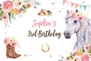 Backdrop Banner Horse White 0408 72 x 48: Backdrop Banner Horse White 0408