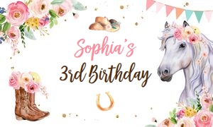Backdrop Banner Horse White 0408 60x36: Backdrop Banner Horse White 0408
