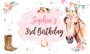 Backdrop Banner Horse Flower Pink 0398 design preview