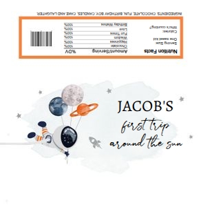 Candy Bar Wrapper Space Planets Boy White Orange Astronaut 0366 design preview