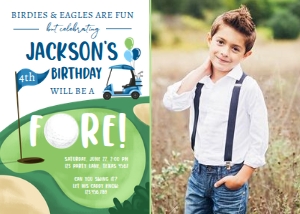 Invitation Golf Fore Blue White 0405 - Photo design preview