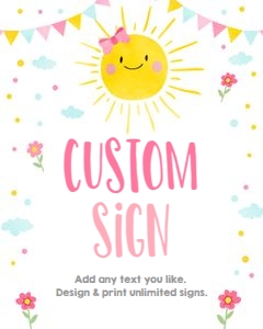 Custom Editable Sunshine Flowers Girl Sign 8x10 0141 design preview