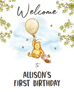 Welcome Sign Birthday Winnie The Pooh Neutral V2 0425 design preview
