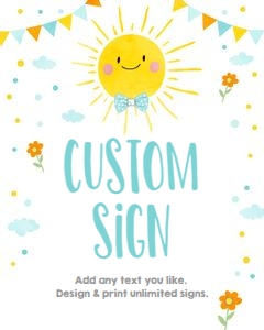 Custom Editable Sunshine Flowers Boy Sign 8x10 0141 design preview