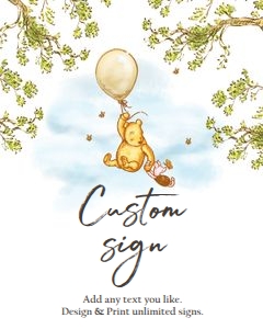 Custom Editable Sign Winnie the Pooh V2 Neutral 0425 design preview