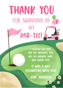 Thank You Card Golf Pink White 0405 design preview